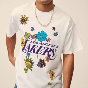 Ultra Game Unisex Los Angeles Lakers Flower Power Tee Graphic Shirt Tan‎ M